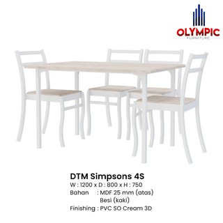  Olympic  Dinning Table Meja Makan Kayu  Include Kursi  4Pcs 