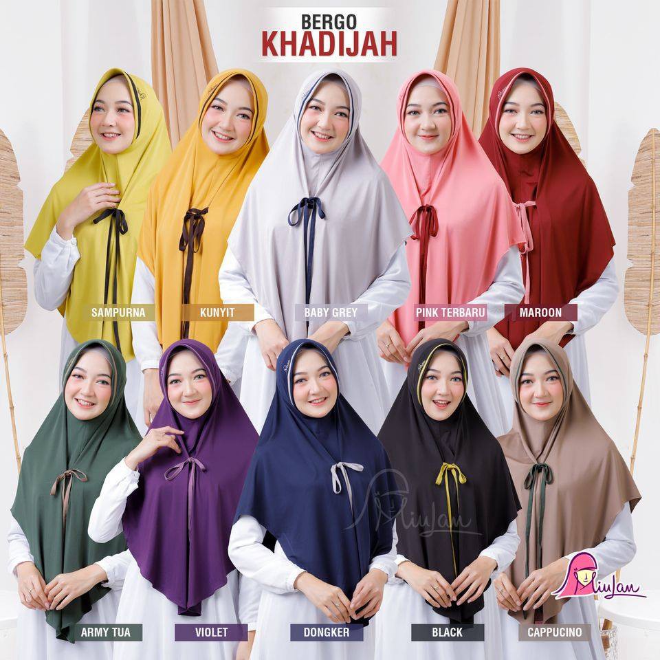 BERGO KHADIJAH MIULAN | Kerudung Jilbab Masker Tali Polos Jersey Pet Antem