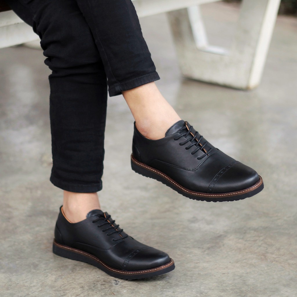 Jazz 0.1 Black | Sepatu Kulit Vintage Klasik Pria Cowok Derby Formal Original Footwear | FORIND Reyl