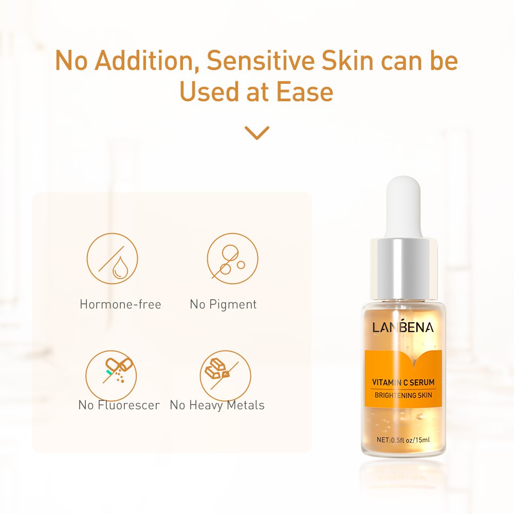 [Ori100%]LANBENA Serum Vitamin C Facial Serum Whitening Pemutih Wajah Mencerahkan Wajah Lighten Spots Fade Dark Spots Anti Aging kulit Bintik Serum Essence Wajah Perawatan Kecantikan(15ml)