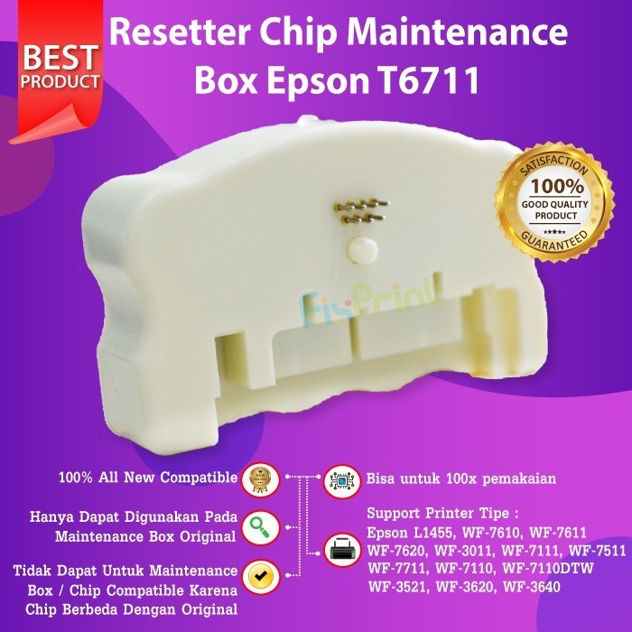 Resetter Maintenance Box T6711 Printer Epson WF7511 WF7211 WF7111 WF3521 L1455 WF-7711 WF7711 WF7611