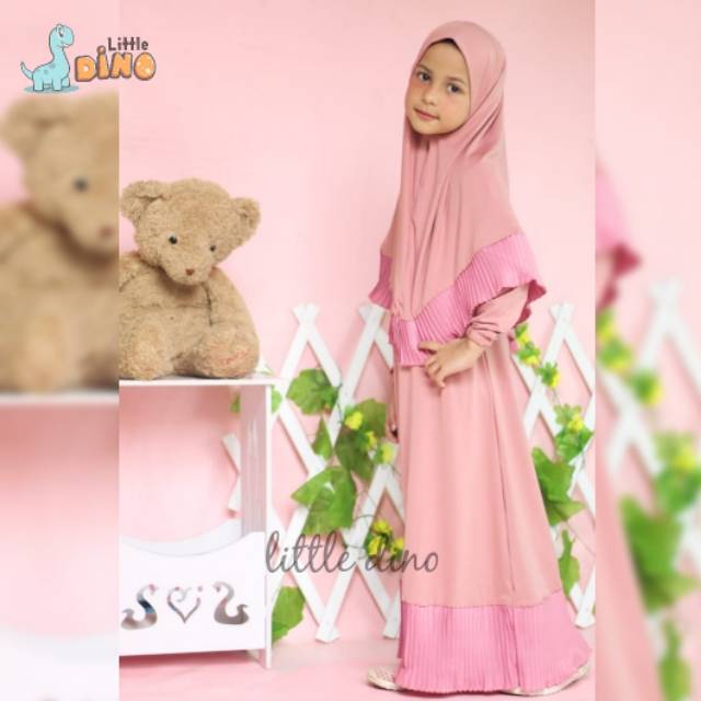 Gamis Anak Plus Hijab Bahan Jersey Premium/Gamis variasi Plisket