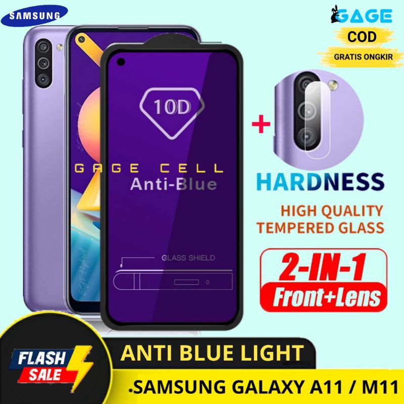 2IN1 TEMPERED GLASS ANTI BLUE LIGHT SAMSUNG GALAXY A11 M11 TG ANTIGORES RADIASI SAMSUNG M11 A11