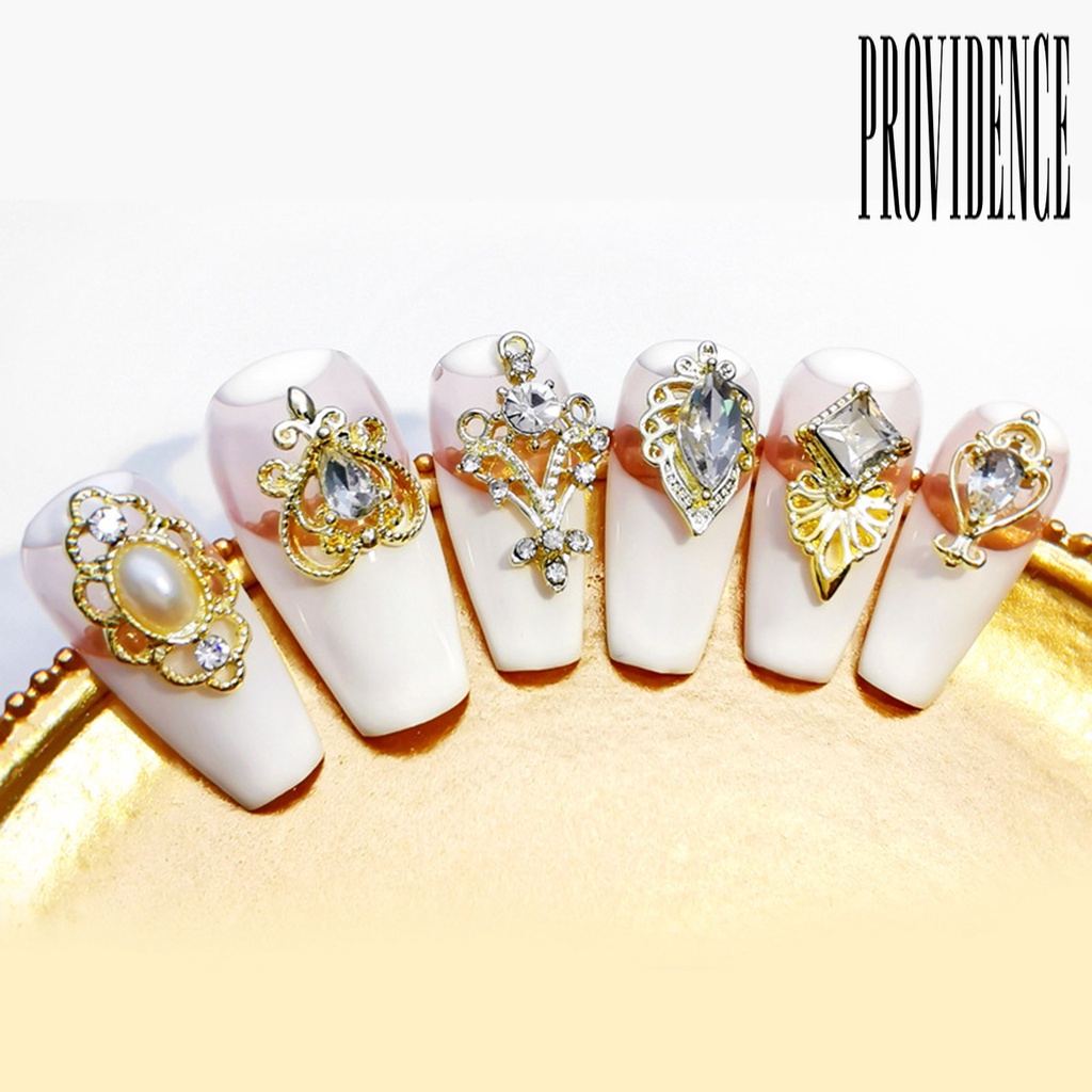 Providence 10Pcs / Set Hiasan Kuku 3D Gaya Retro Aksen Kristal Imitasi Untuk Nail Art / Manicure