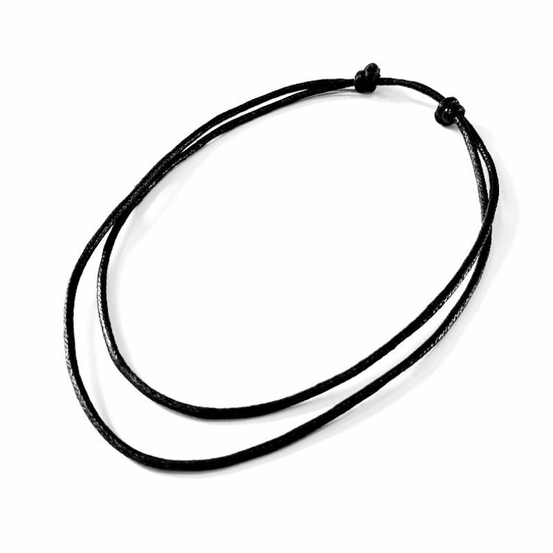 KALUNG TALI HITAM LIONTIN CIN-CIN PRIA WANITA/STENLIS STEEL/TITANIUM/COD