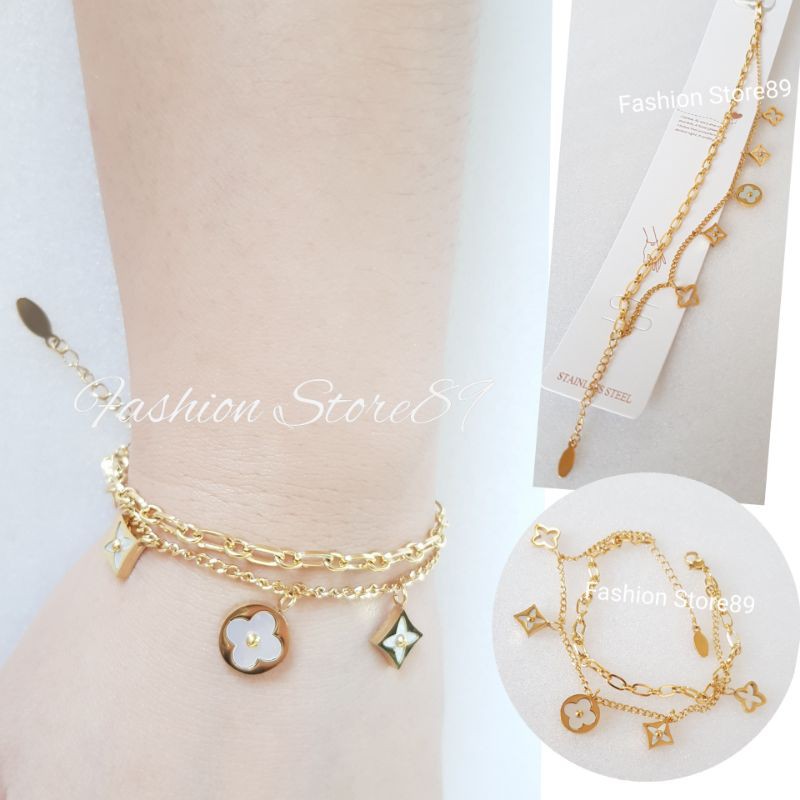 ready bestseller titanium branded gelang titanium 2layer gold branded import antikarat