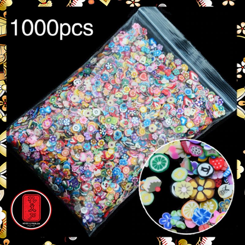 OLOEY Hiasan Kuku Nail Art Tips Filler Slime Fruit 1000pcs - WJ079A-C - Multi-Color