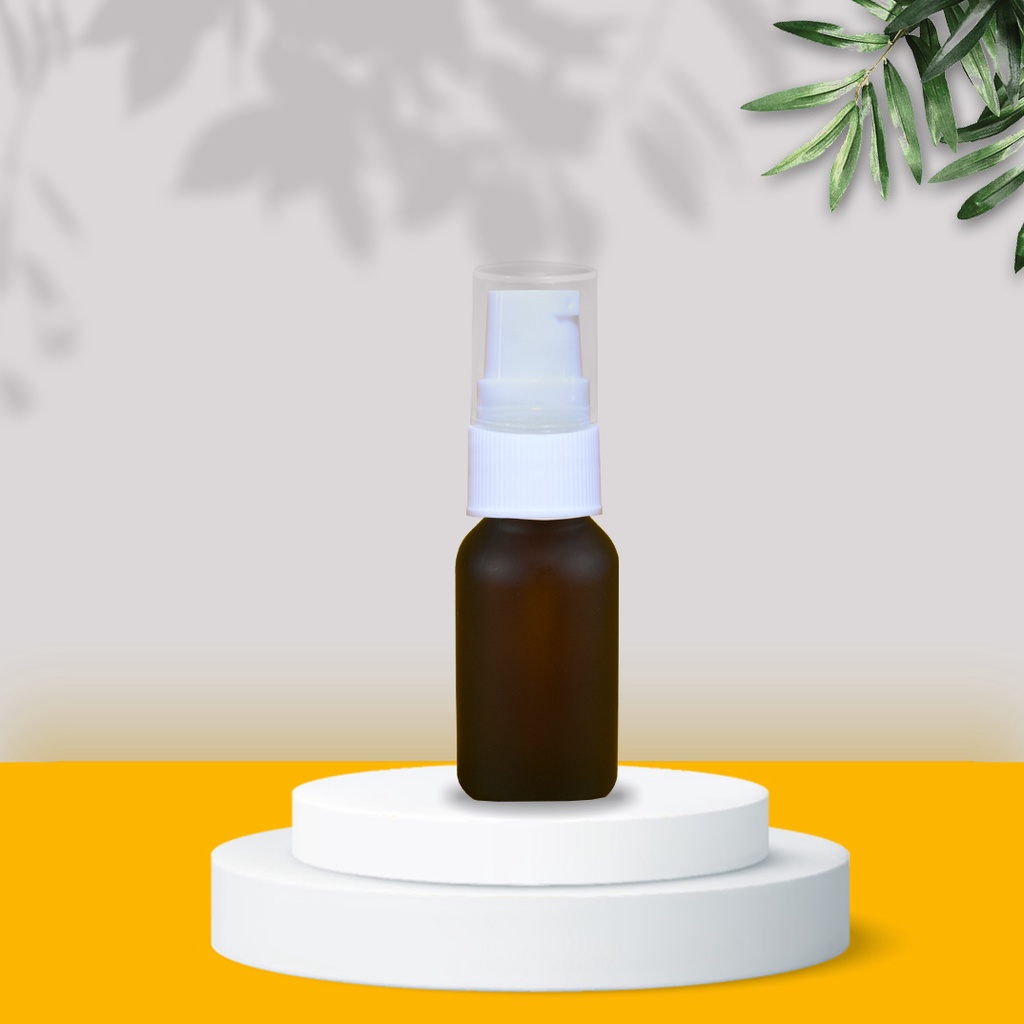 Botol kaca 15ml pump treatmen putih body coklat doff teball
