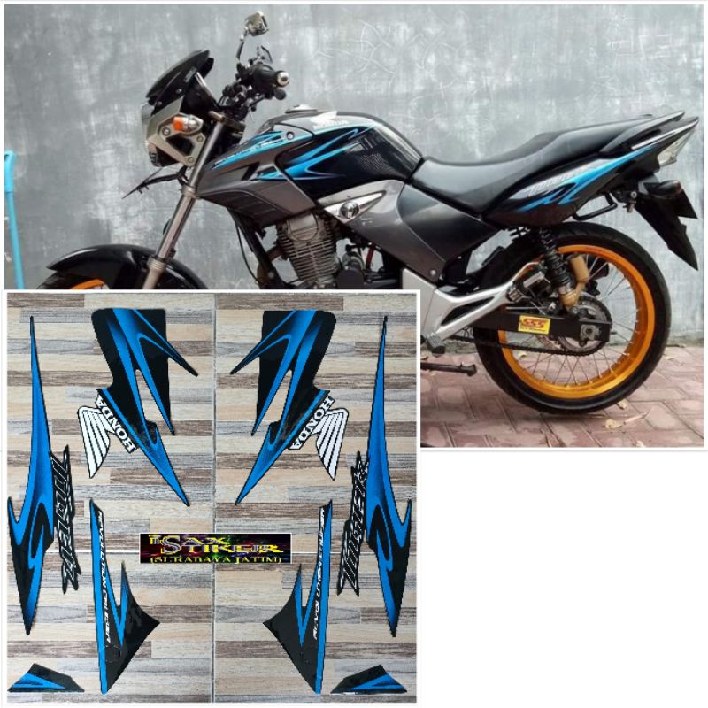striping original Honda Tiger Revo biru hitam tahun 2012 2013