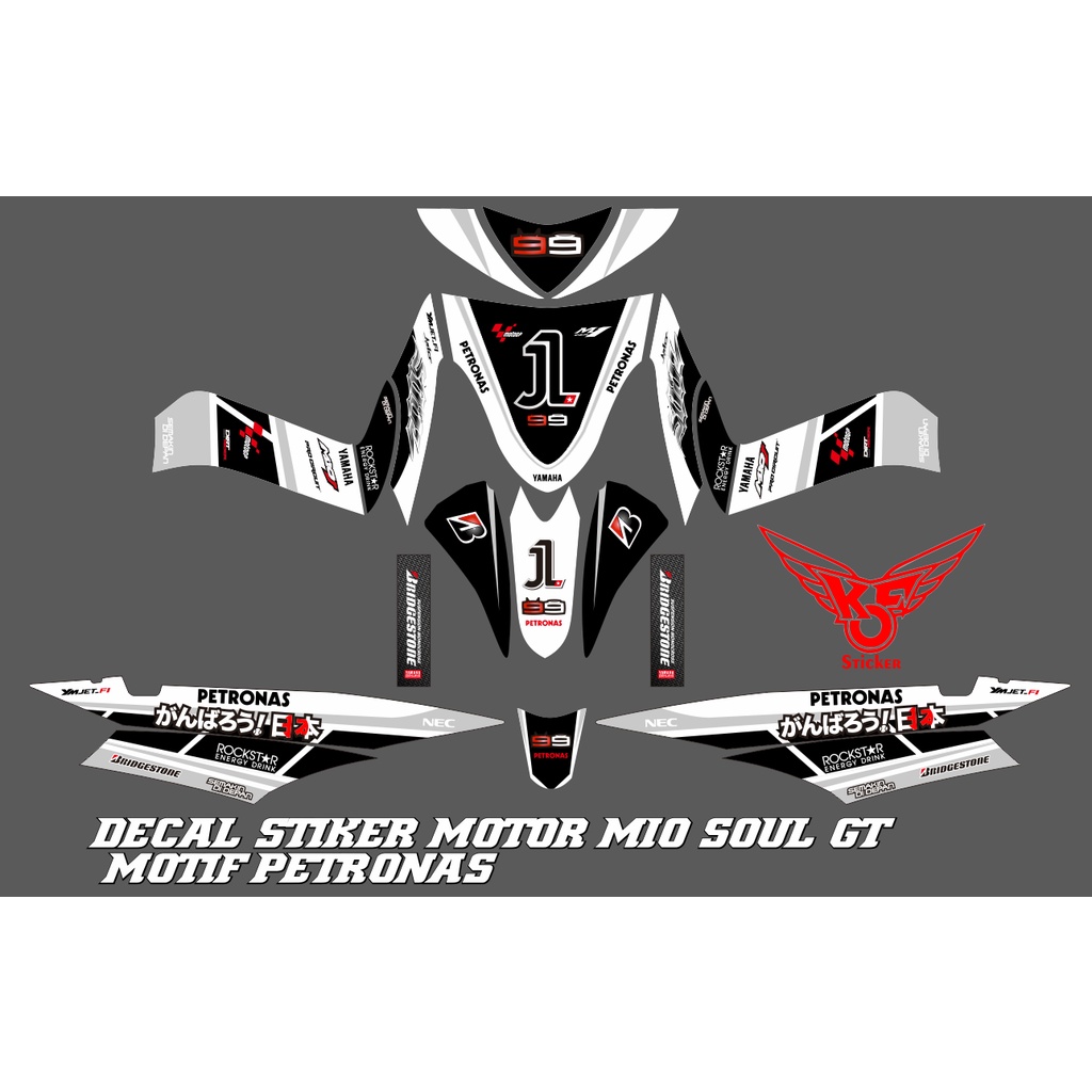 DECAL STIKER MOTOR MIO SOUL GT LAMA MOTIF PETRONAS