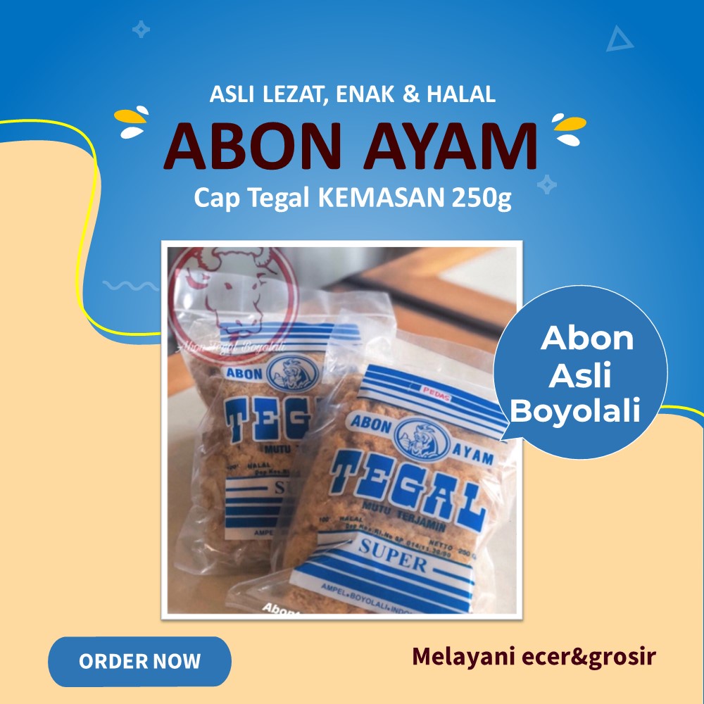 Abon Ayam Original Spesial cap Tegal 250gr Tun ggal Roso Gloria Karwati terdedia juga kemasan  1kg/k
