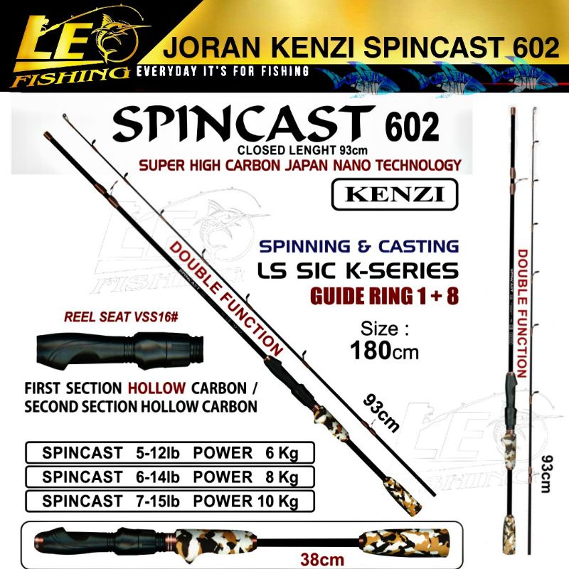 JORAN SPINING BAITCASTING KENZI SPINCAST 602 PANJANG 180CM TERSEDIA 5-12LB 6-14LB 7-15LB SUDAH TERMA
