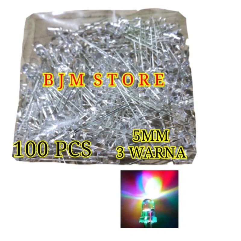 100 PCS LAMPU LED 5MM 3 WARNA - LED DISCO 5MM TRICOLOR