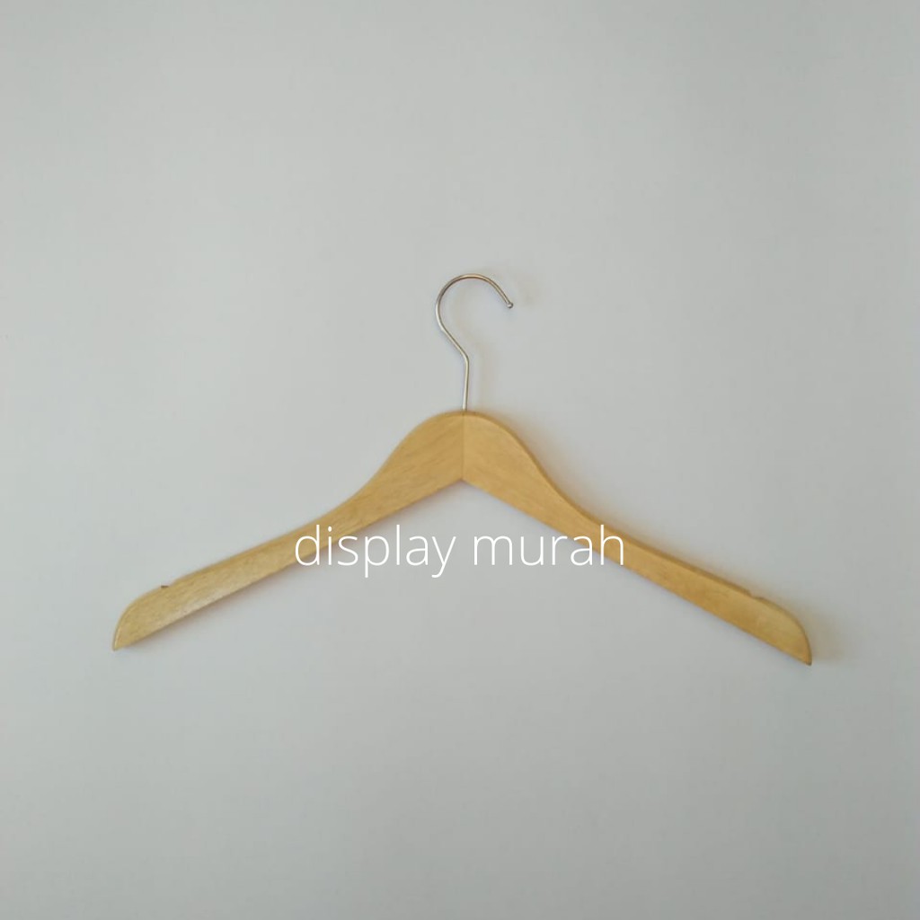 Hanger Kayu Dewasa Natural Gantungan Baju Natural Tebal Hanger Distro Gantungan Baju Kayu Estetik-BH