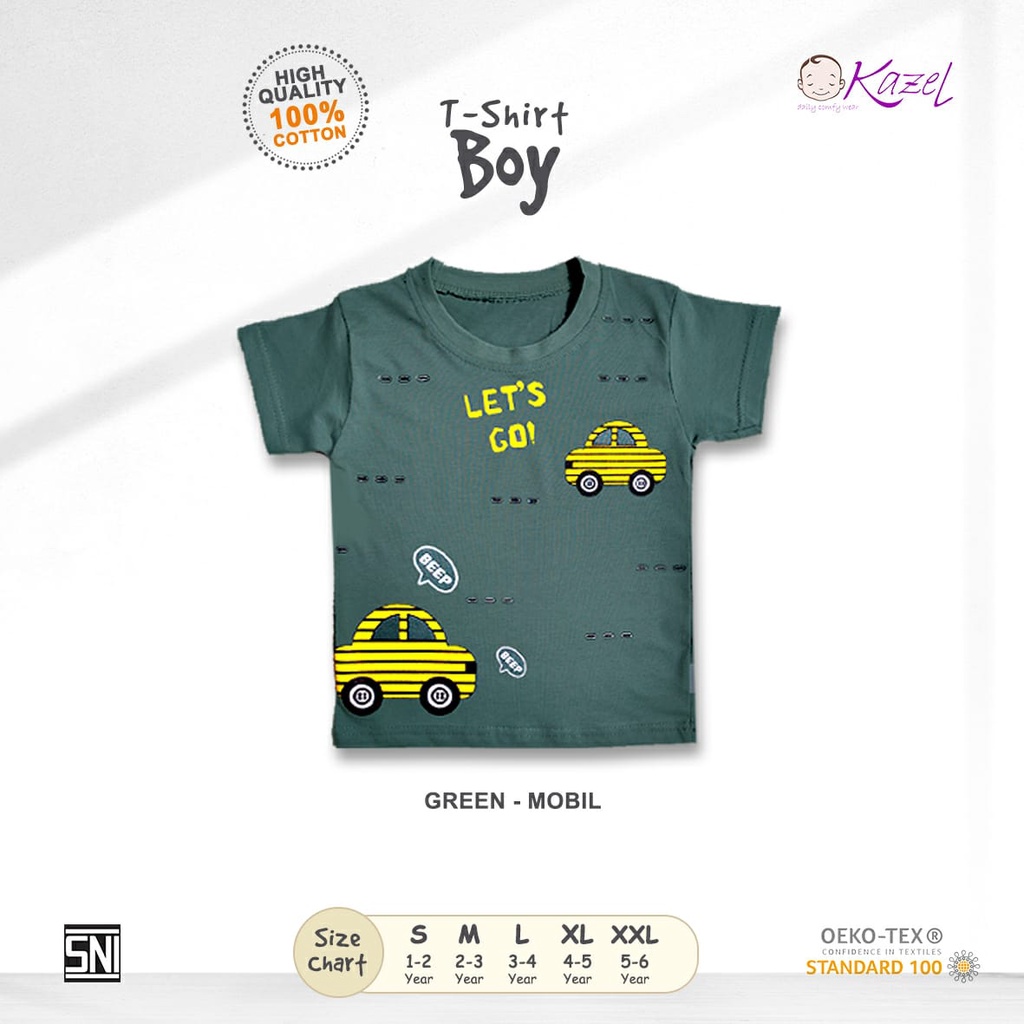 1Pcs Tshirt Boy Motif Kazel 1-6 thn /Kazel Atasan / Tee Anak /Tshirt Boy /Unisex Edition CBKS P100