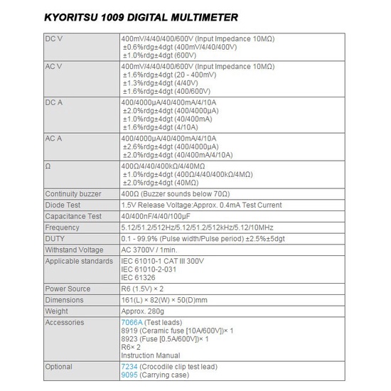 Kyoritsu 1009 - Digital Multimeter