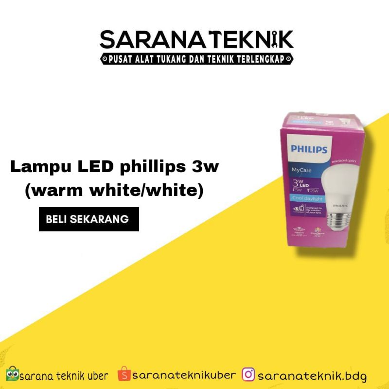 lamu phillips LED 3watt warm white my care / lampu phillips 3w kuning putih