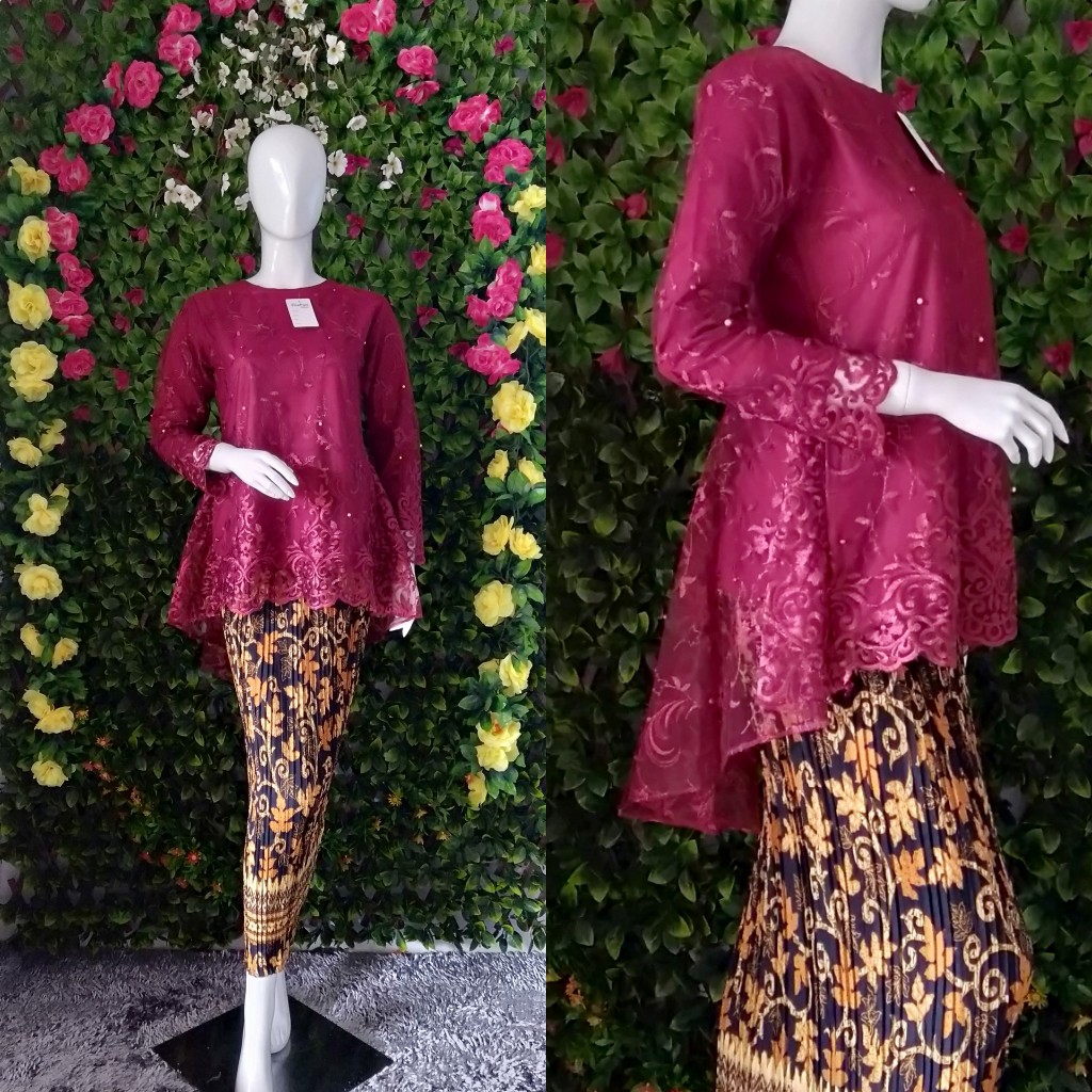 PROMO SET RINJANI PINQUIN TULLE MUTIARA BORDIR / STELAN KEBAYA PESTA CANTIK