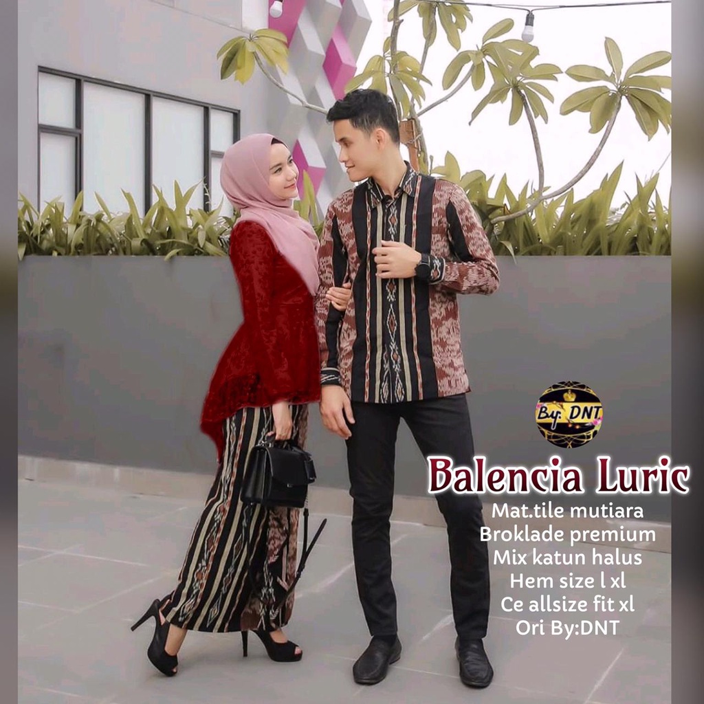 TERMURAH! KEBAYA COUPLE LURIK BALENCIA BY KHANSA BATIK KEBAYA TILE SET PINGUIN SET TUNIK SARIMBIT AT