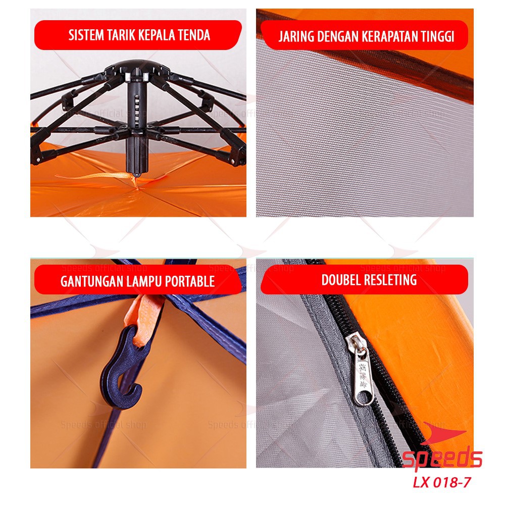 SPEEDS Tenda Camping Tenda Kemah otomatis portable Orang Lipat Portable Type Pyramid Besar 018-7