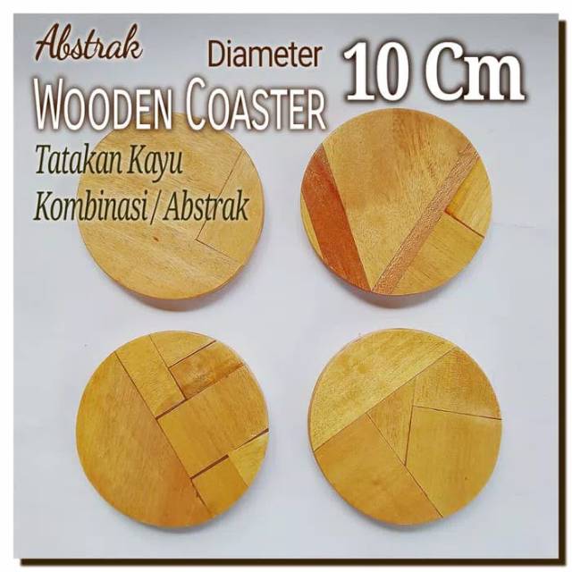 Unique Wooden Coaster Abstract style 10 Cm Tatakan kayu unik kopi teh