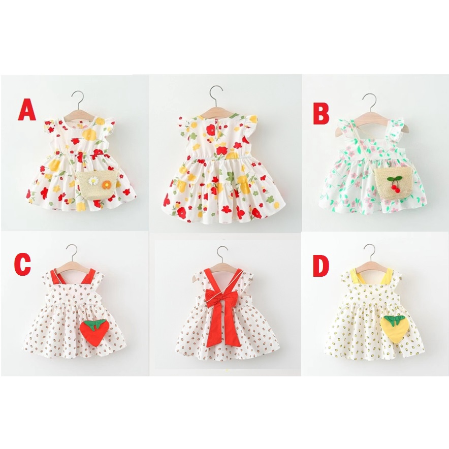 DRESS IMPORT/DRESS ANAK PEREMPUAN (DAPAT TAS) 1thn-4thn SKU0138