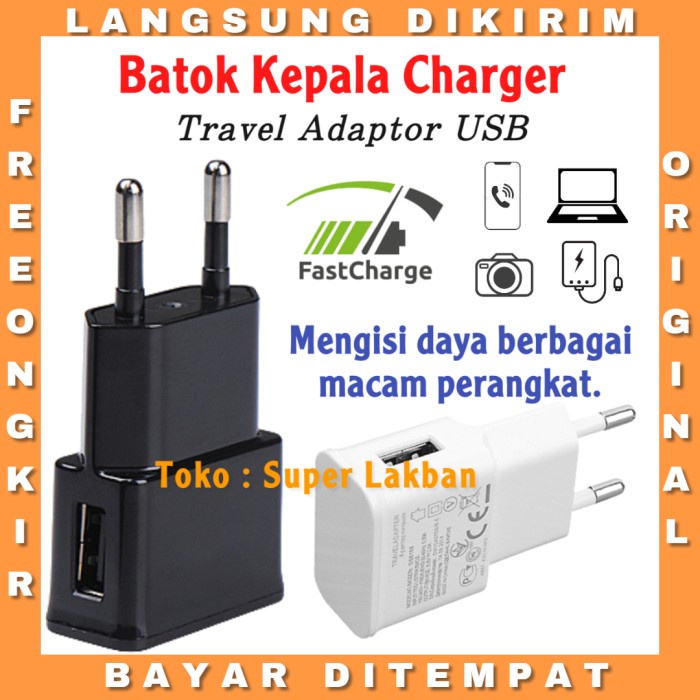 Sambungan Kepala Charger Batok USB Universal Phone Fast Charging 5V 2.0A Travel Adaptor