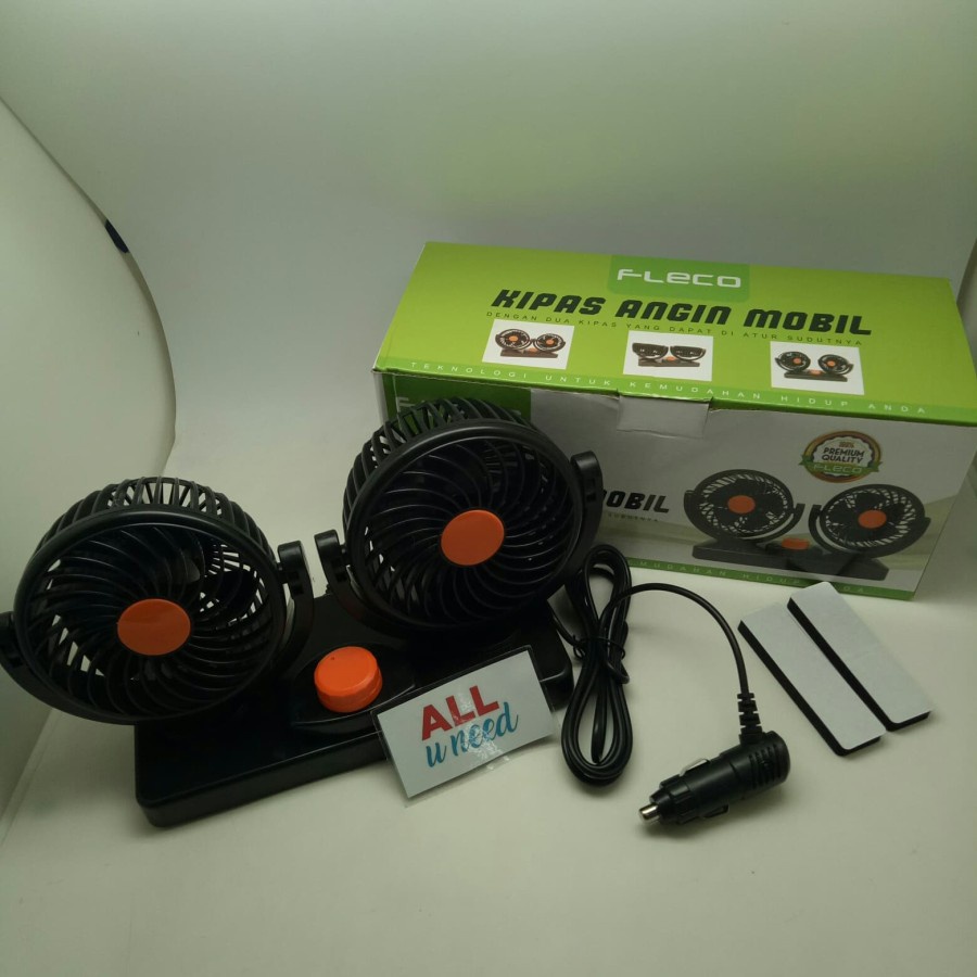 Kipas Angin Mobil Fleco F-104-2 Double Bowler F 104 2 Colokan Rokok