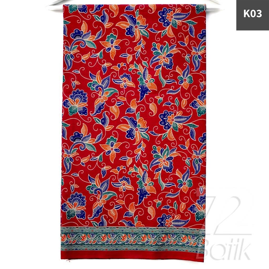 KAIN BATIK PREMIUM Bahan Katun Motif Kembang Warna Biru Oranye Orange Merah Hitam 728119 Cap 72 Jarik Jarit Samping Kebat Panjang Batik Katun Modern Premium Bahan Seragam Batik Pernikahan Kantor Keluarga Murah Kamen Jadi Batik Bali Lembaran