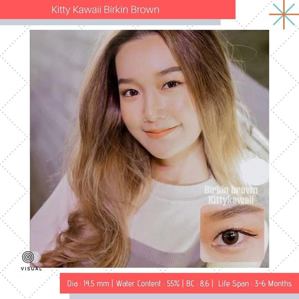 Softlens Kitty Kawaii Birkin - Warna Gray Brown bisa minus