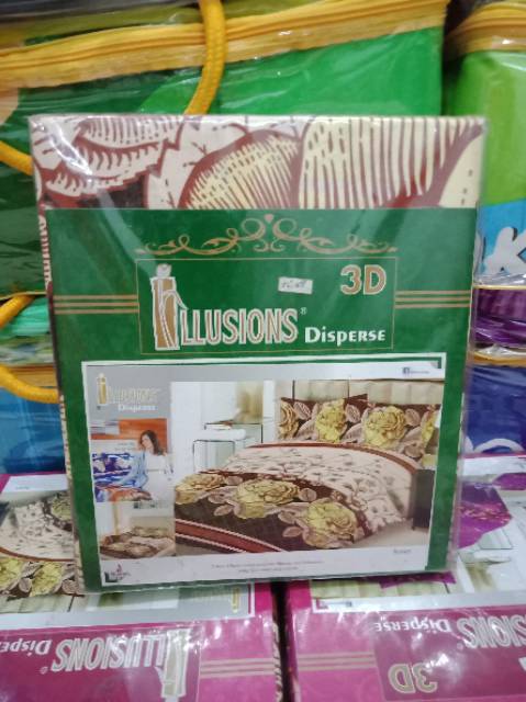 Sprei Illusions King 180x200 cm 3D 3in1 Disperse Kualitas Premium