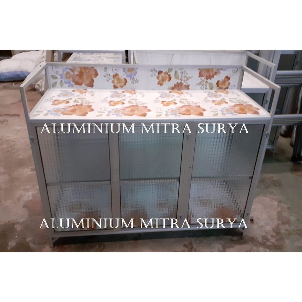 Rak Kompor Aluminium Keramik Kaca 3 Pintu (CA) Almunium Meja Kompor Kitchen Set
