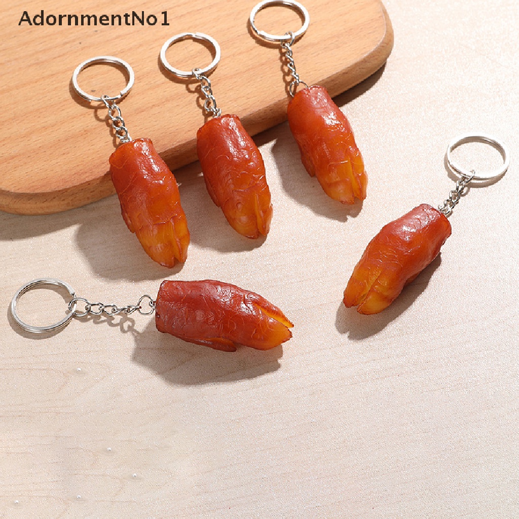 [AdornmentNo1] Creative Funny PVC Food Keychain Pig's Trotters Chicken Wings Metal Keyring Gift [new]