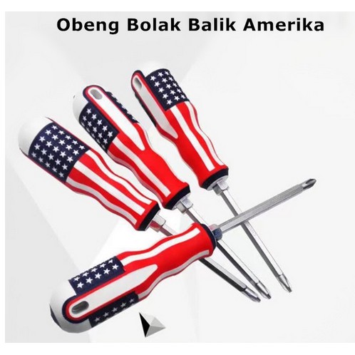 OBENG AMERIKA USA bolak balik plus minus min 2IN1 2 IN 1 serbaguna multifungsi