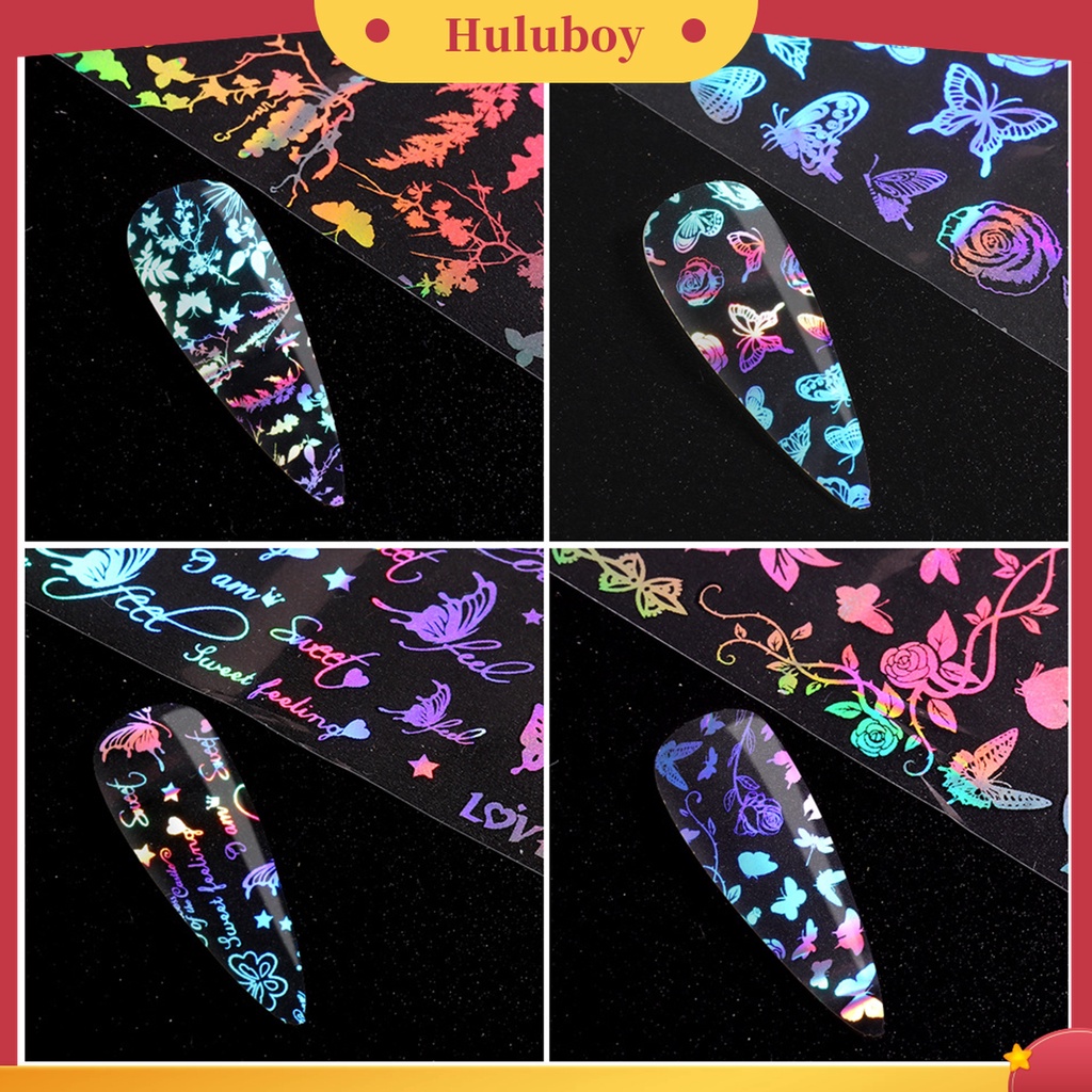 Huluboy Huluboy♡ 10pcs / Set Stiker Kuku 3D Bentuk Kupu-Kupu Warna Gradasi Untuk Salon