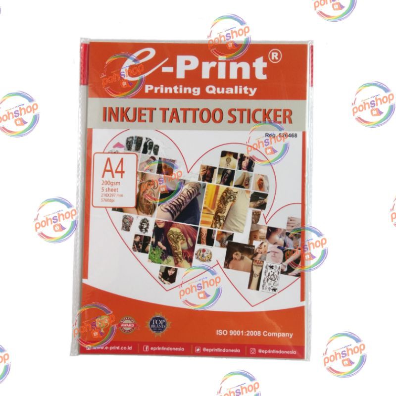 e-Print Inkjet Tattoo Sticker A4/200gsm 5's