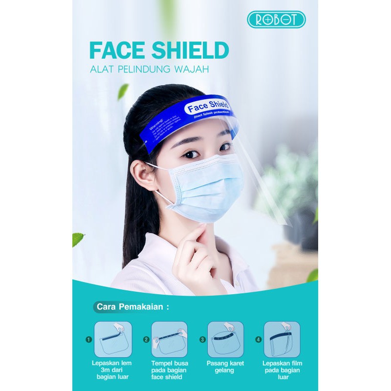 Face Shield ROBOT MZ001 Pelindung Wajah APD Anti Fog (Isi 12 Pcs)