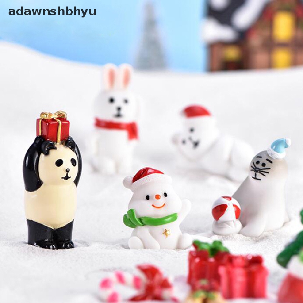 4 Pcs / lot Figure Mini Bahan Resin Desain Santa Claus Snowman Dan Pohon Natal Untuk Dekorasi