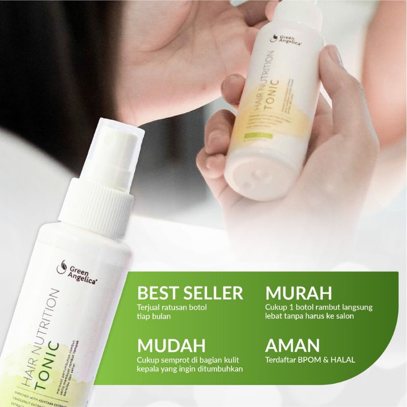 hair nutrition tonic spray green Angelica serum penumbuh penghitam rambut keranity