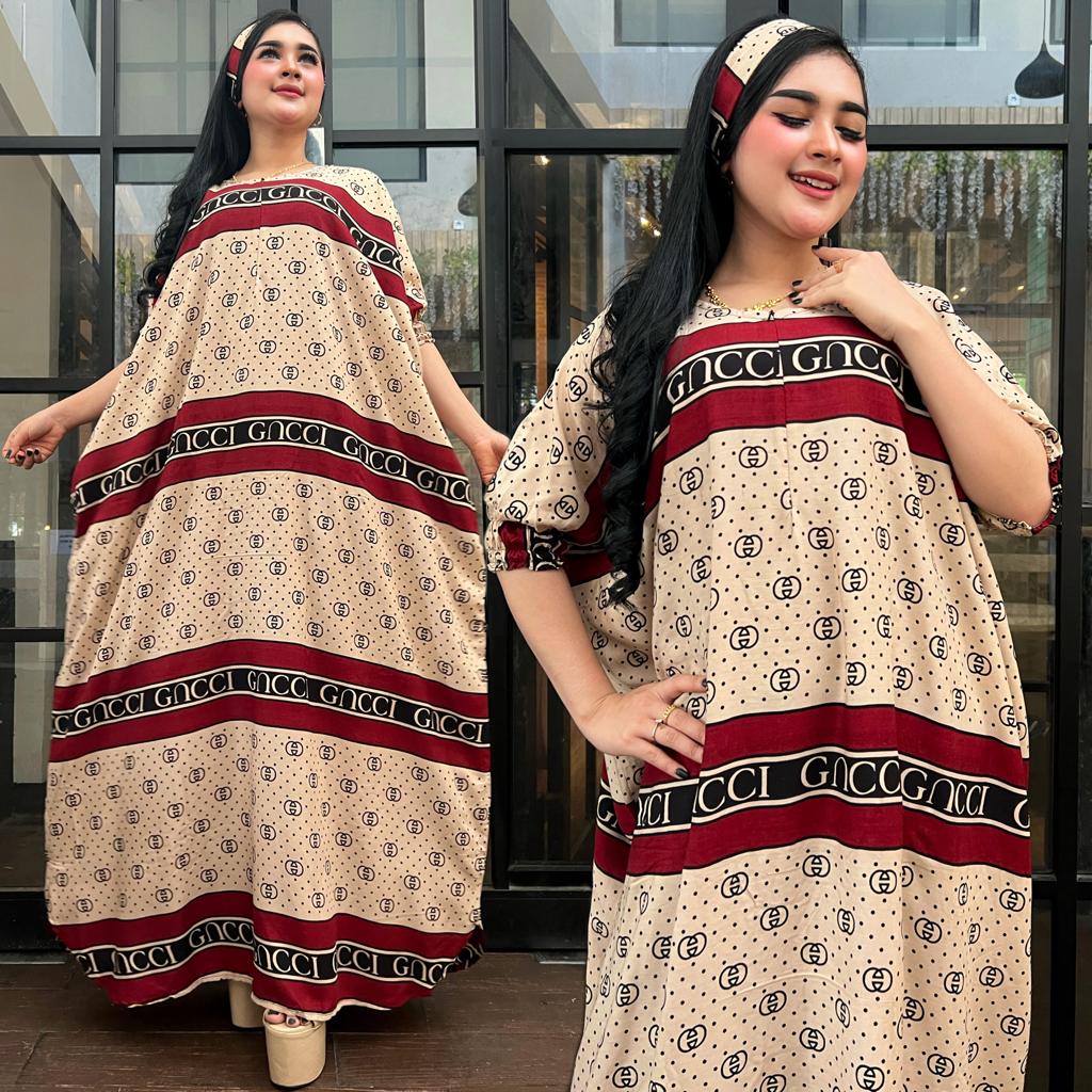 (Kaftan Gucci) Kaftan model terbaru / gamis kaftan rayon / Free bandana / Super jumbo