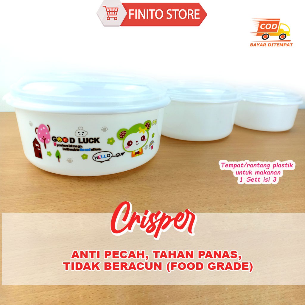 Tempat Penyimpanan Makanan Bentuk Bulat Plastik Multifungsi 3 in 1 /1 Sett