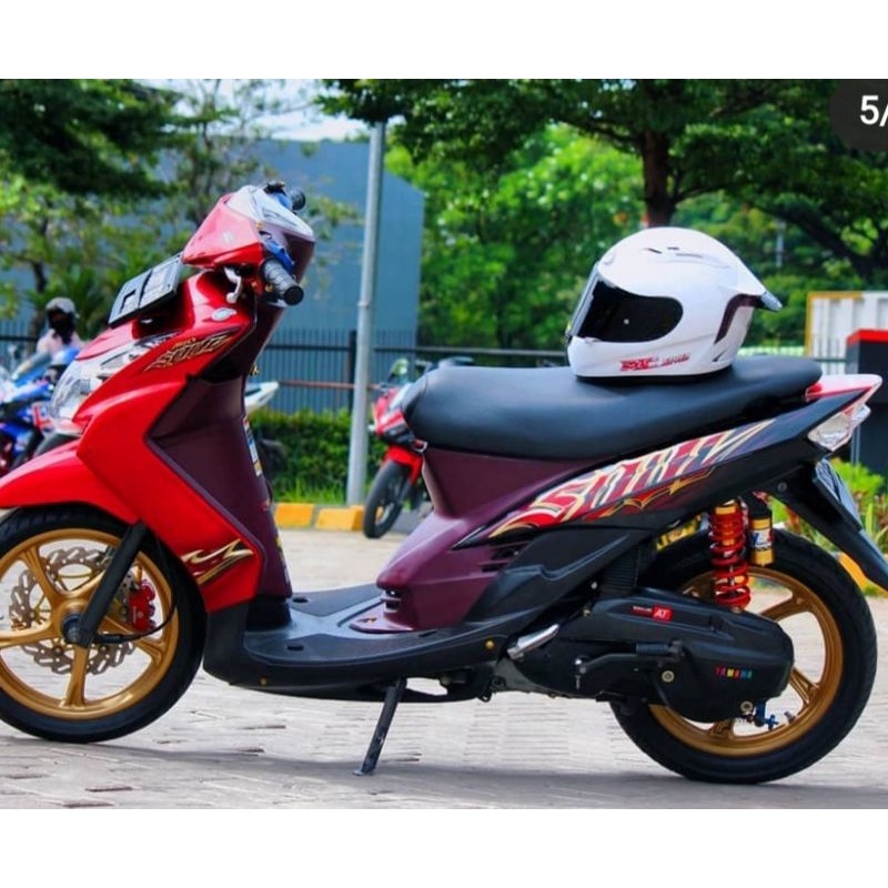 Striping sticker lis standar yamaha mio soul 2011 merah hitam