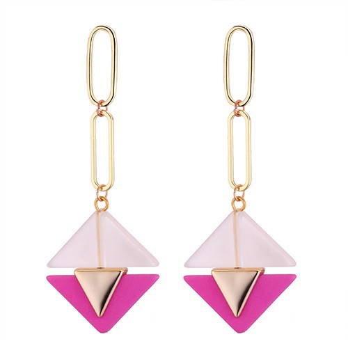 LRC Anting Tusuk Fashion Triangle Shape Decorated Earrings