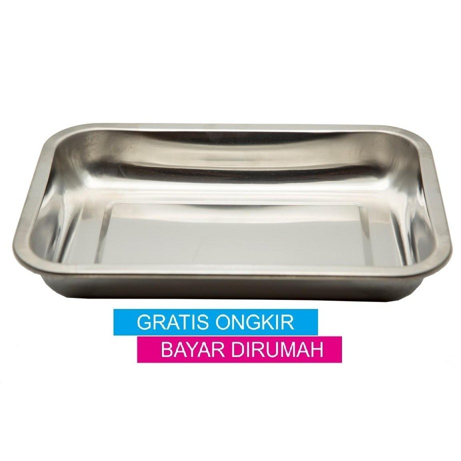 Nampan Baki Stainless / Prasmanan Segi / Kotak / Bake Tray Loyang Serbaguna Piring Dalam Segi