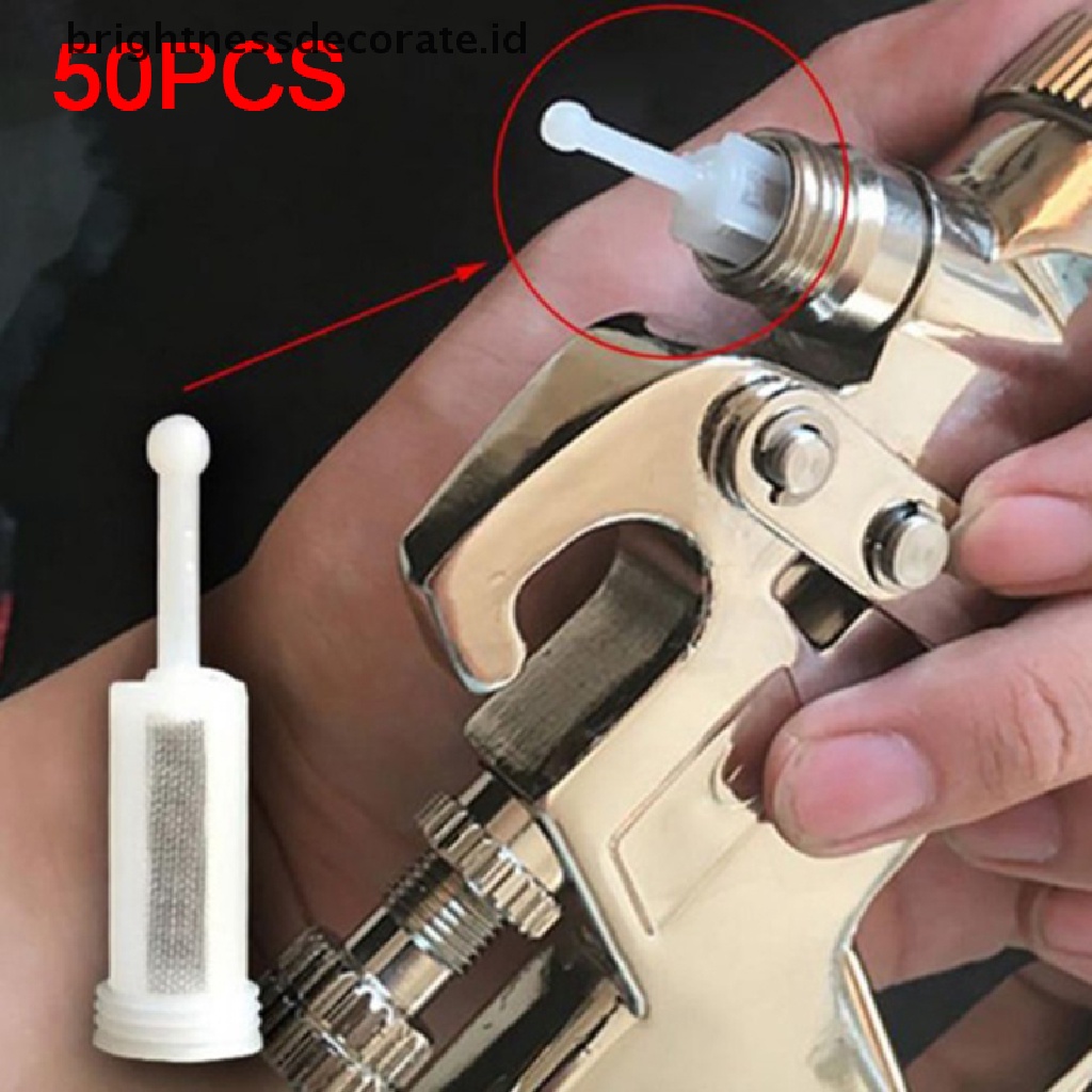 (Birth) 50pcs Filter Pistol Semprot Sekali Pakai Bahan Mesh Untuk Cat (Id)