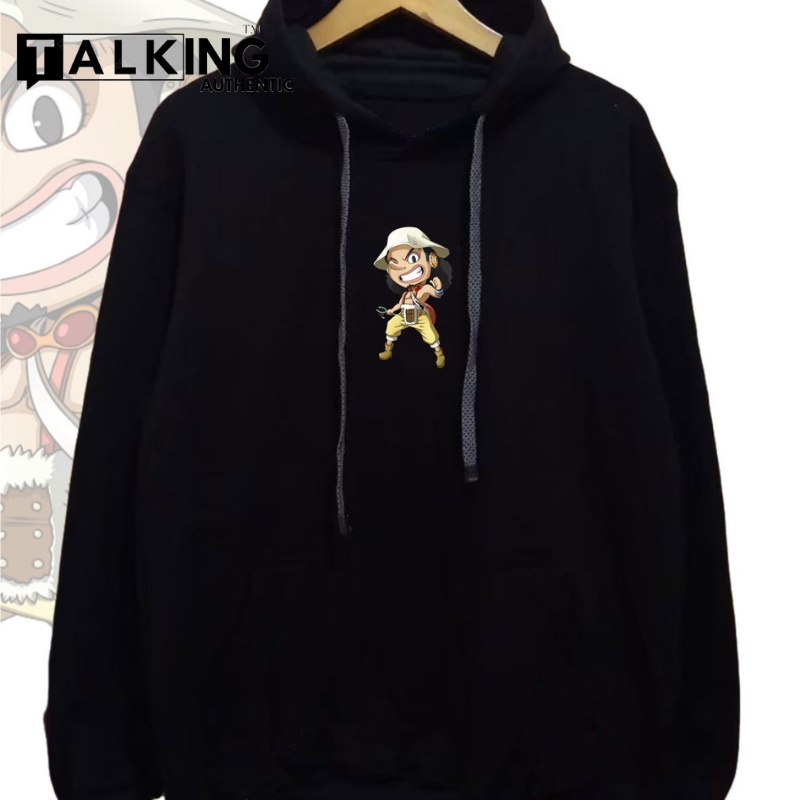 Hoodie Pria Lengan Panjang Hodie Oversize Putih Hudie Pria Wanita Sablon Simpel ONE PIECE USOP Dua Varian Big Size Hoodie Sweatshirt Size M L XL XXL