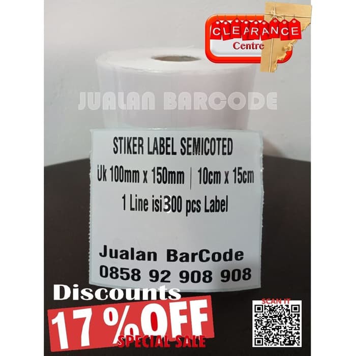 

Grosir LABEL BARCODE 100 X 150 mm KERTAS STICKER SEMICOATED 100x150 mm 300pcs Keren