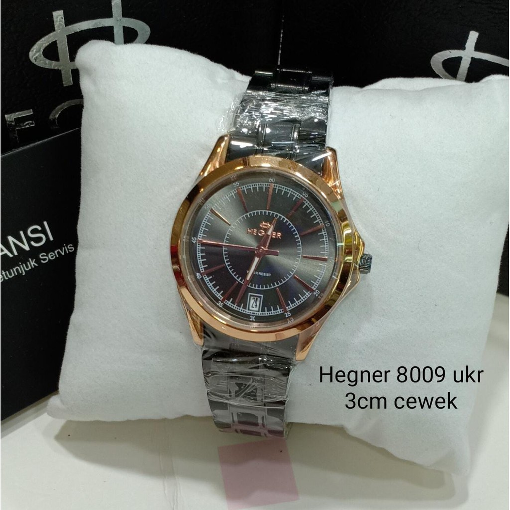 Jam Tangan Wanita Original Hegner 8009 Tanggal Aktif Stainlees Steel