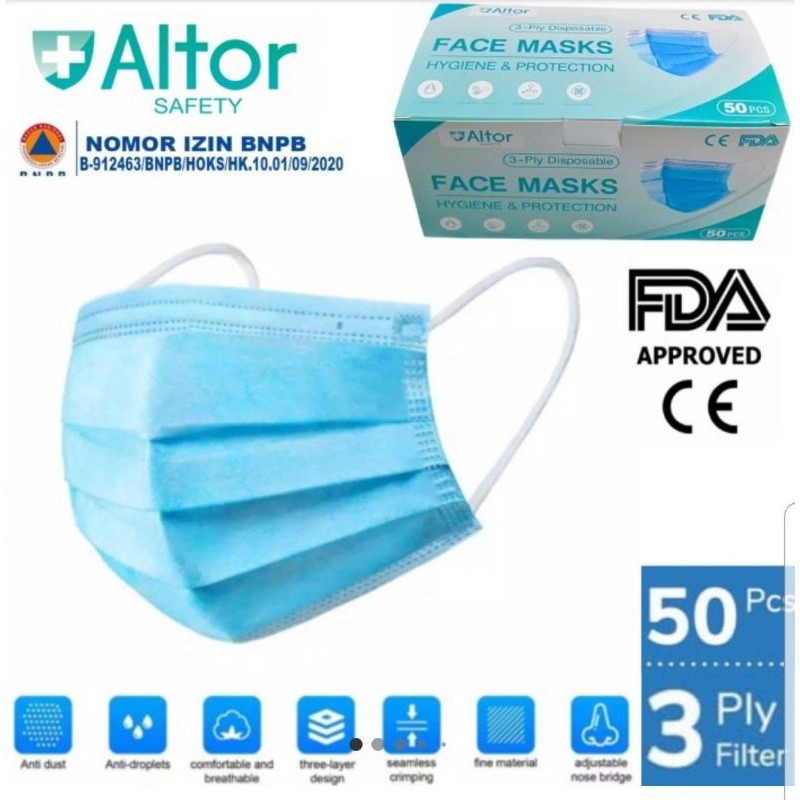 Altor Masker Medis 3ply isi 50pcs
