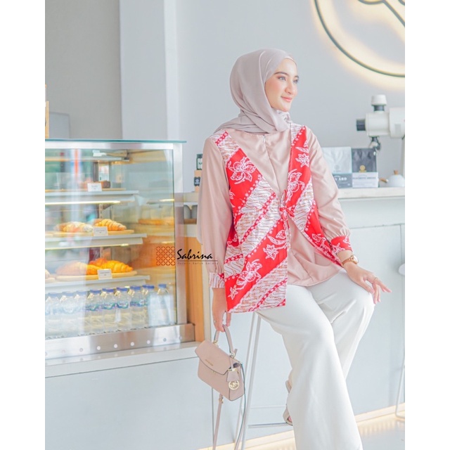 Lenia Blouse Atasan Batik Modern Wanita Cantik Kekinian Glamour Bolero Kombinasi